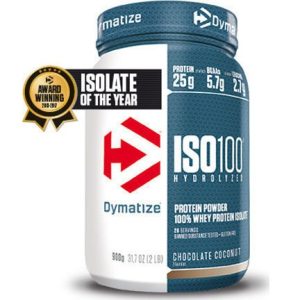 dymatize iso 100 hydrolyzed Πρωτεΐνη Ορού Γάλακτος Χωρίς Γλουτένη με Γεύση chocolate coconut 900gr